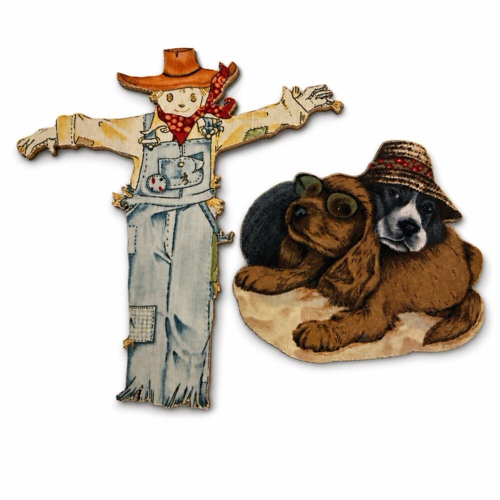 c1880 Victorian Collections DieCut DOG & Scarecrow Antique Scrap Ephemera Lotof2